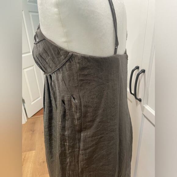 Adrianna Papell Brown Shiny Metallic Mini Dress- Size 10 - Picture 6 of 15